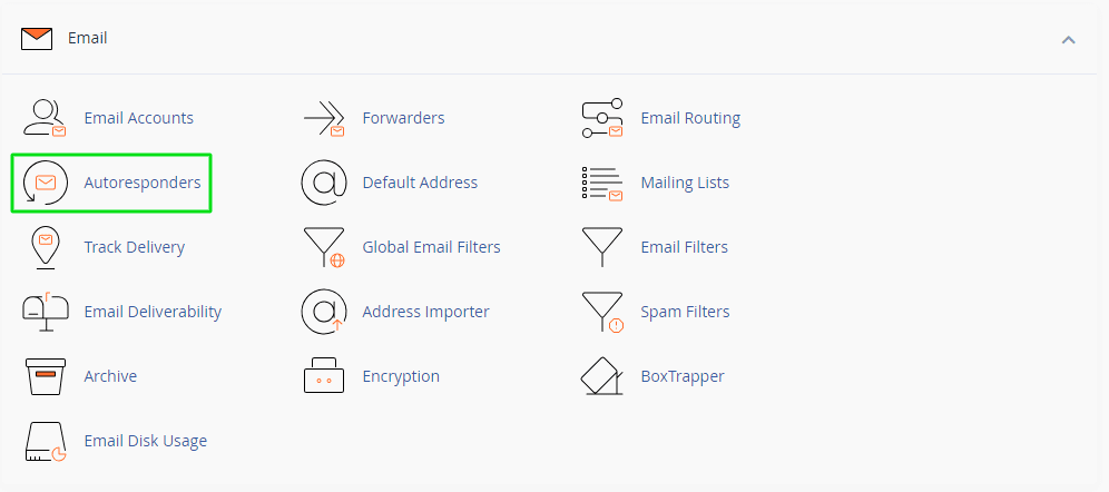 This image is showing a list of features related to email accounts, such as forwarding, routing, autoresponders, filters, and encryption.