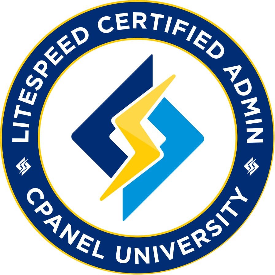 LiteSpeed Certified Admin from the cPanel University, certification and accreditation.