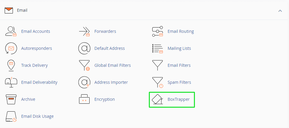 This image is showing the various features and tools available for managing email accounts.