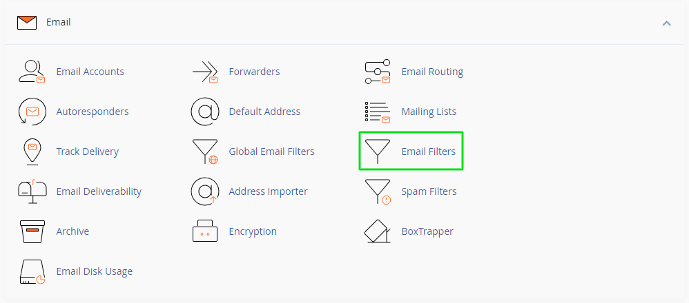 This image is showing the various features available for managing an email account.
