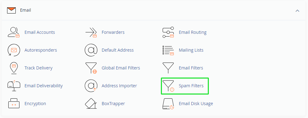 This image is showing the different features available for managing email accounts.