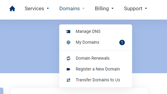 A screen shot of a domain registration page.